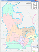 Pointe Coupee County Wall Map Color Cast Style